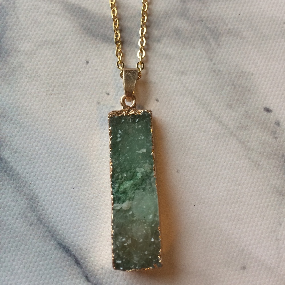 SOLD- Celadon Green Druzy CrystalQuartz Pendant - Picture 1 of 4